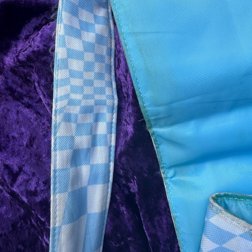 Valfre Blue Checkered Backpack with Heart Buckles - Picture 7 of 8